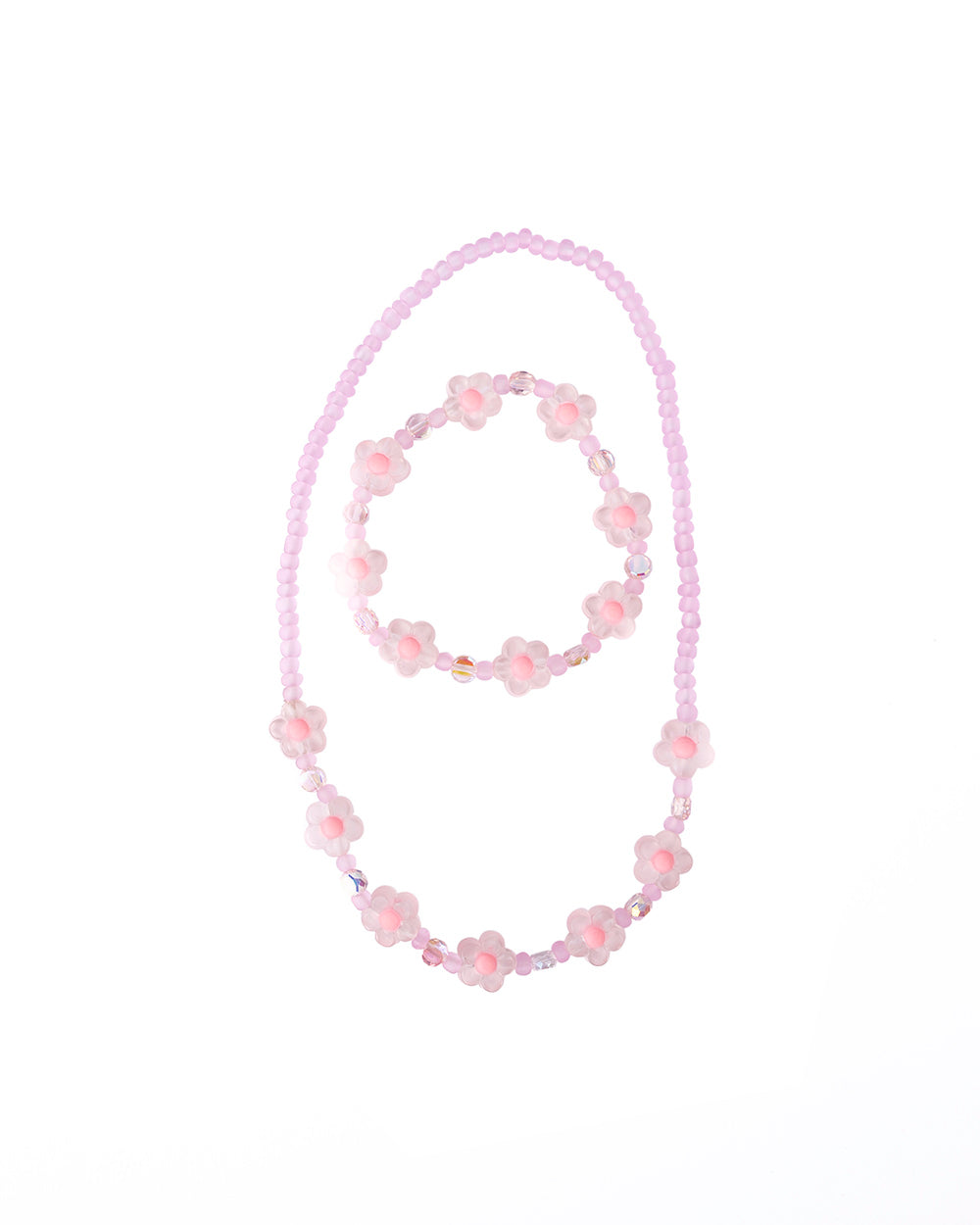 Pink Crystal Blooms Necklace Set