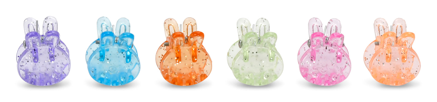 Colorful Bunny Mini Hair Clips - 6 clips
