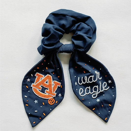 Auburn Navy Bead Scrunchy