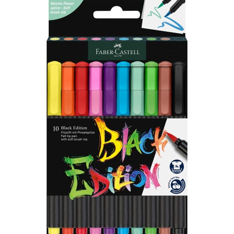 Black Edition Felt Tip Brush Pen 10c
