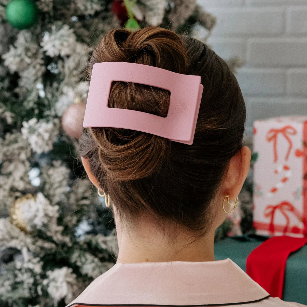 Merry Pinkmas Large Flat Rectangle Hair Clip