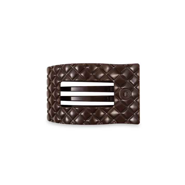 Truly Taupe Quilted Small Flat Rectangle Hair Clip