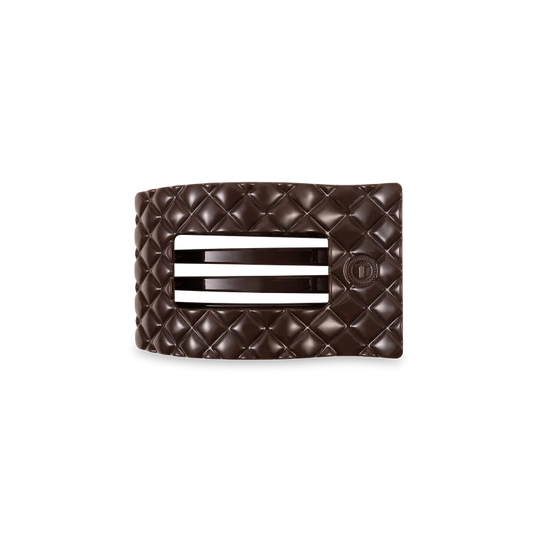 Truly Taupe Quilted Small Flat Rectangle Hair Clip