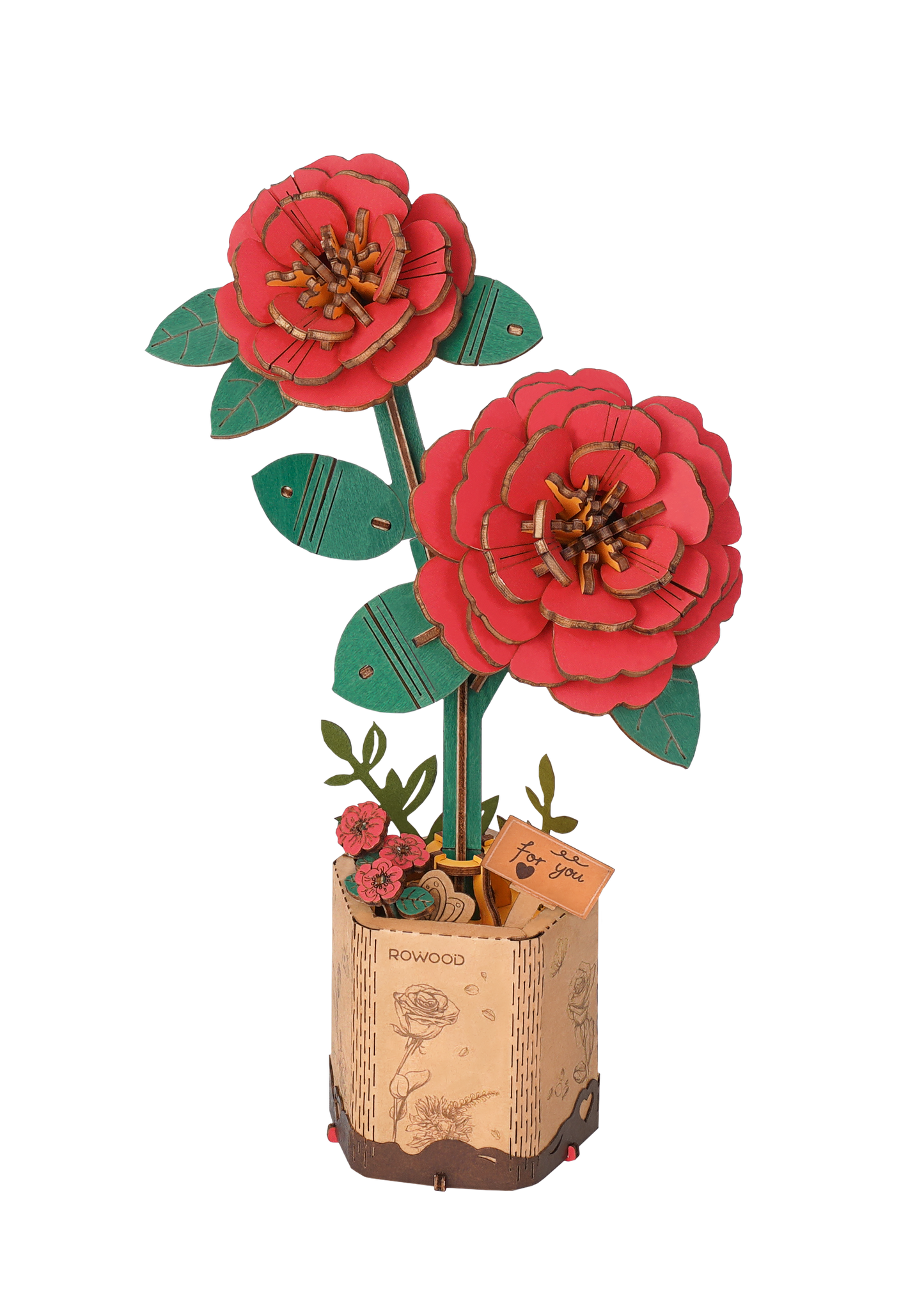 Red Camellia Wood 3D Kit