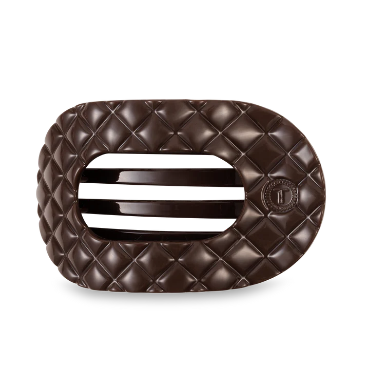 Truly Taupe Quilted Large Flat Round Hair Clip