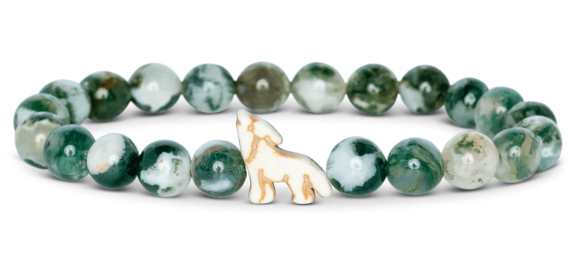 Woodland Green Red Wolf Bracelet