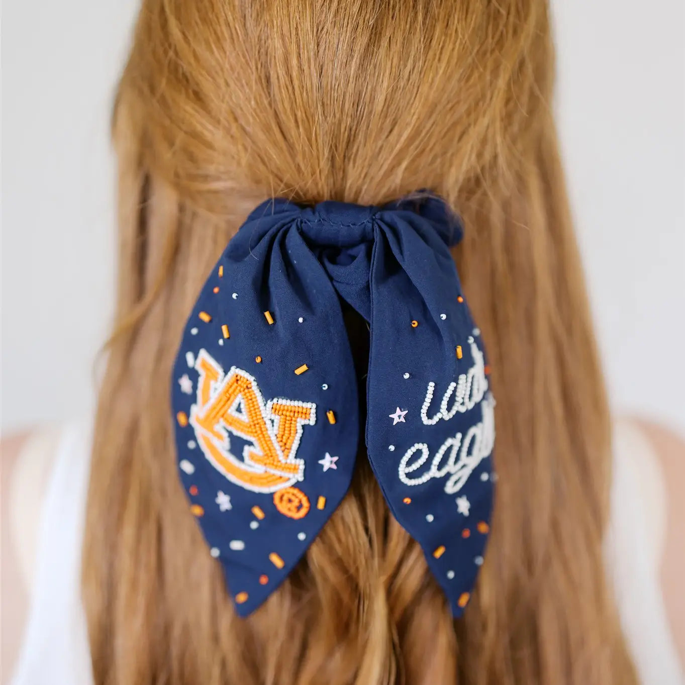 Auburn Navy Bead Scrunchy