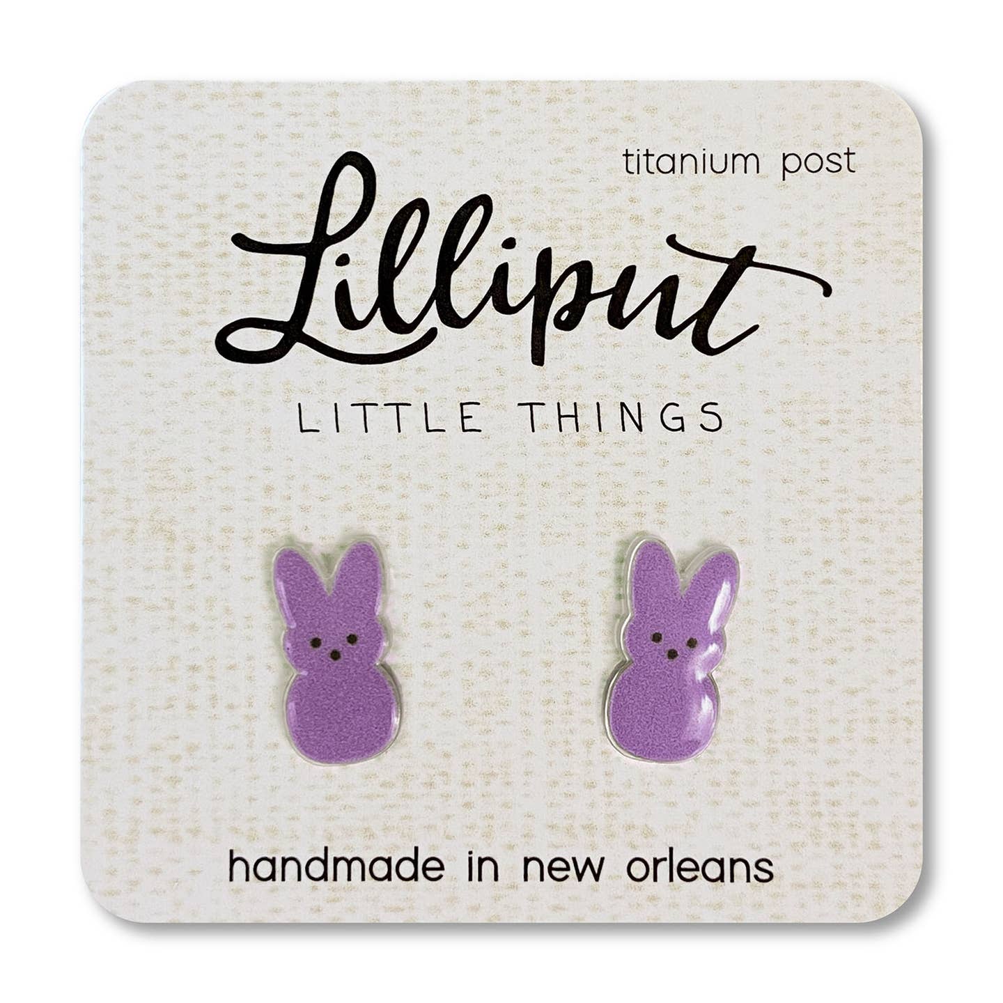 Marshmallow Bunny Purple Earrings
