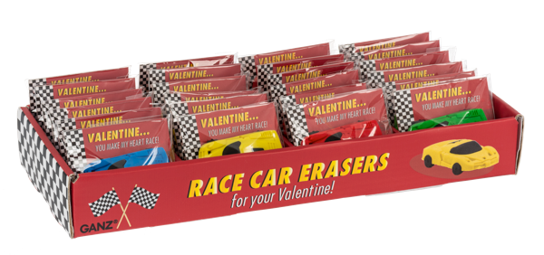 Race Car Erasers Valentines