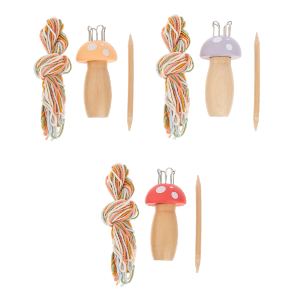 Wooden Mushroom Knitting Set