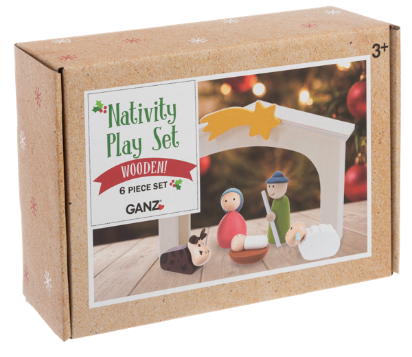 WOOD NATIVITY SCENE 6PC SET