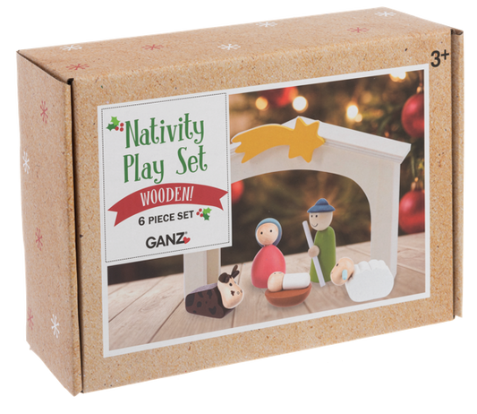 WOOD NATIVITY SCENE 6PC SET