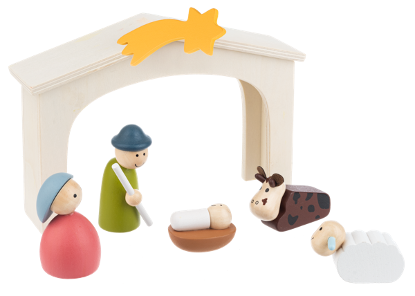 WOOD NATIVITY SCENE 6PC SET