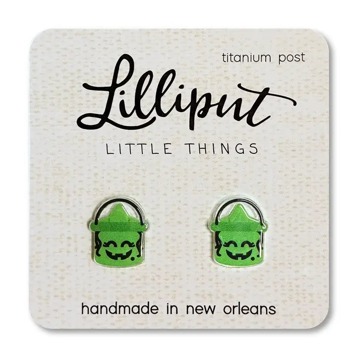 Retro Treat Bucket Earrings Green