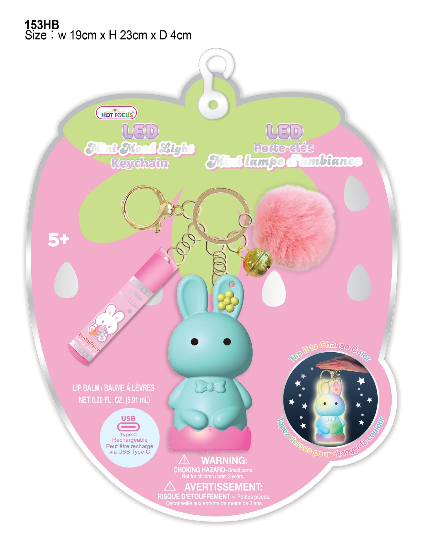 Mini Mood light Keychain Happy Bunny