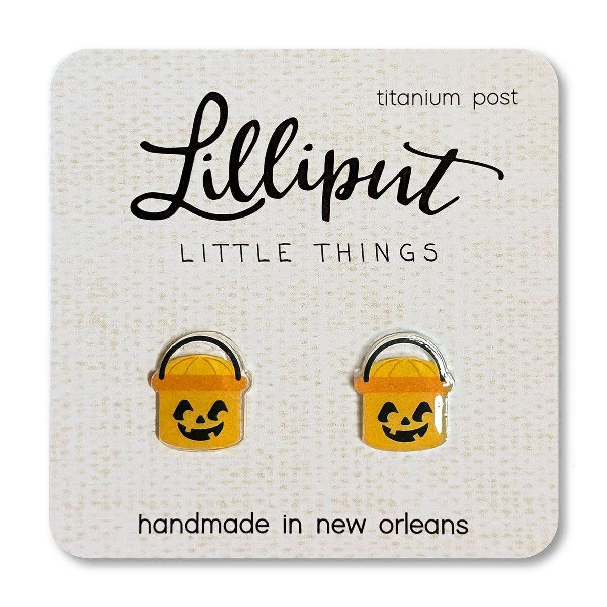 Retro Treat Bucket Earrings - Pumpkin