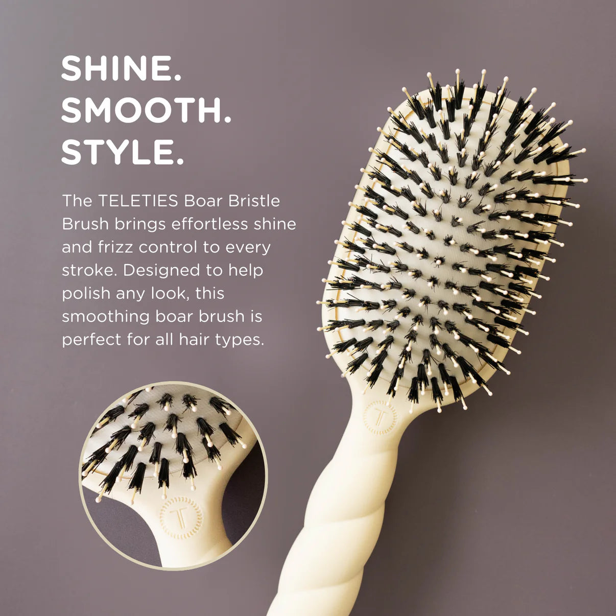 Tan Boar Hair Bristle Brush