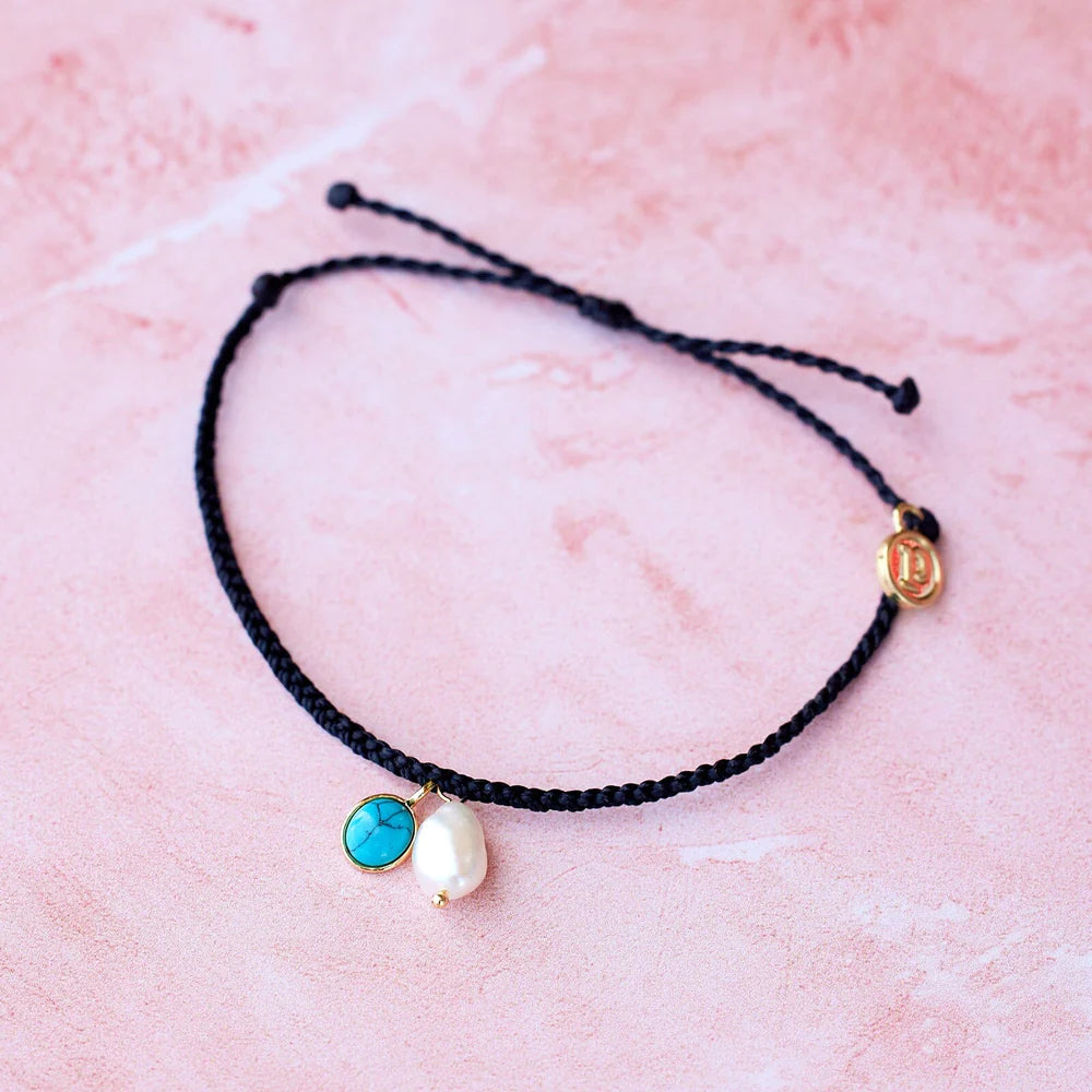 Pearl & Turqoise Charm Black