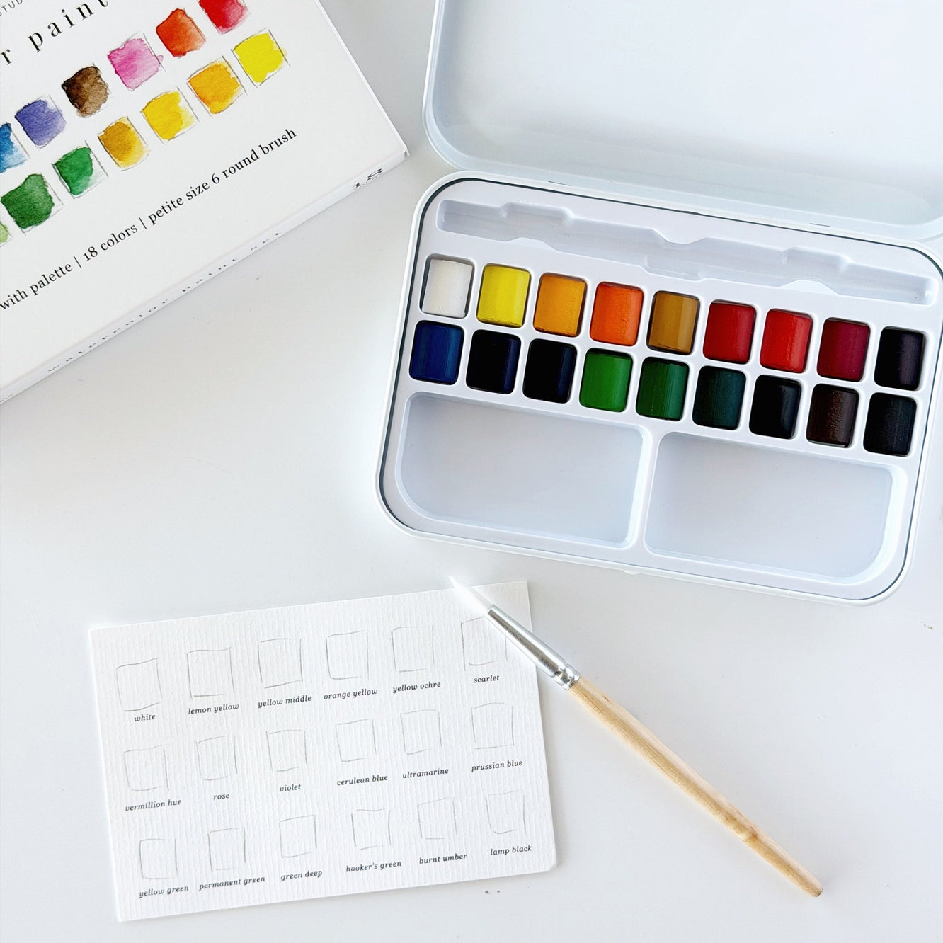 Watercolor Paint Set 18 Colors with Brush