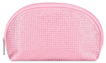 Pink Rhinestone Oval Cosmetic Bag