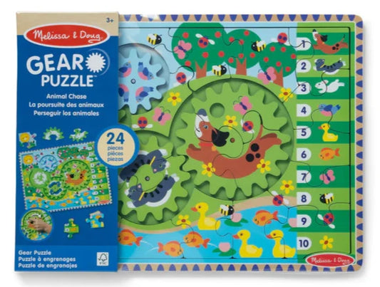 Animal Chase I-Spy Wooden Gear Puzzle