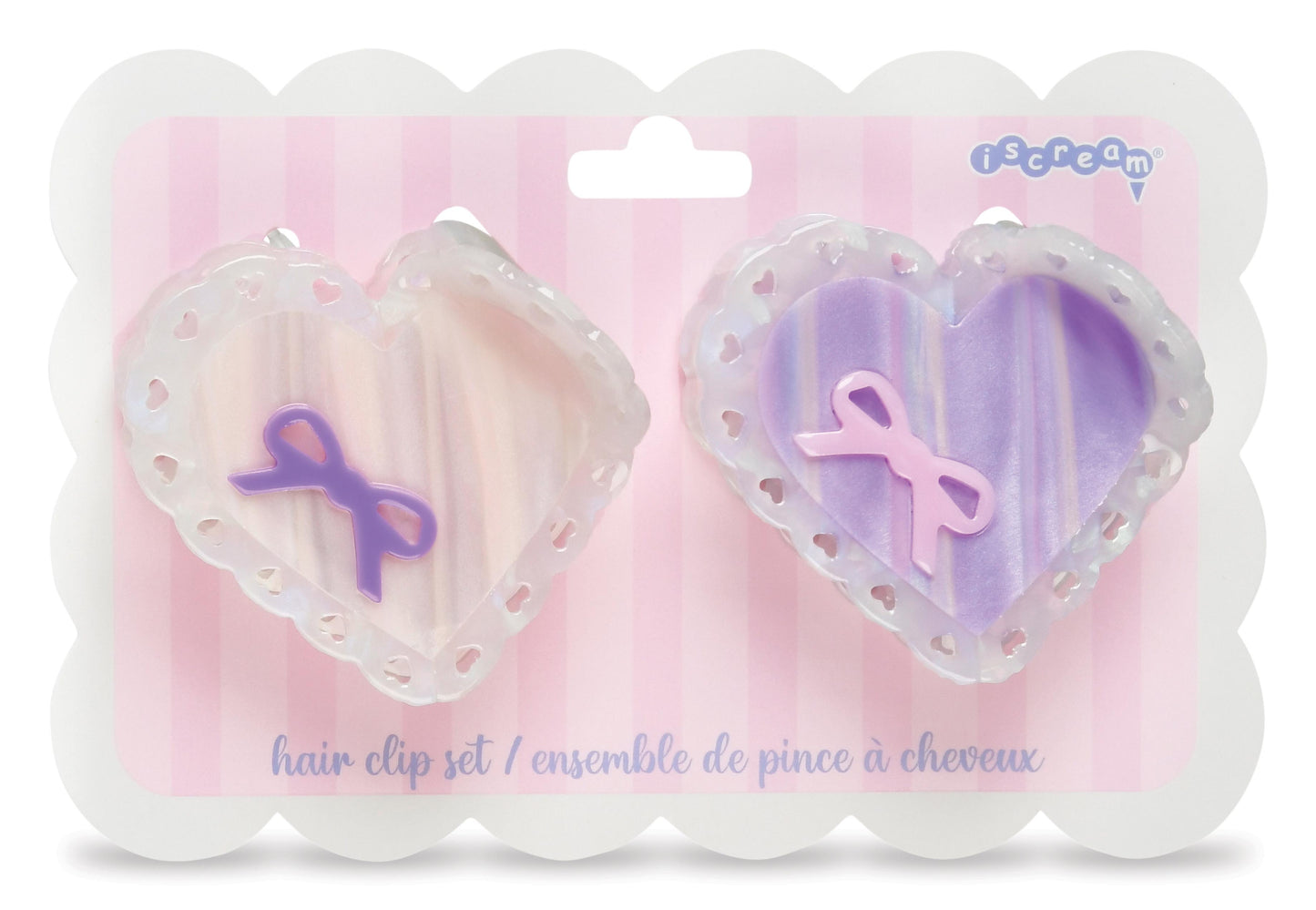 Heart Bow Hair Clips Set -  2 clips