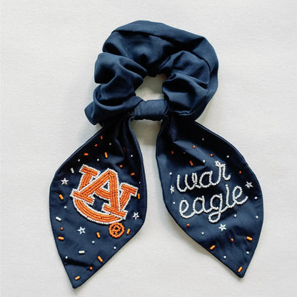Auburn Navy Bead Scrunchy