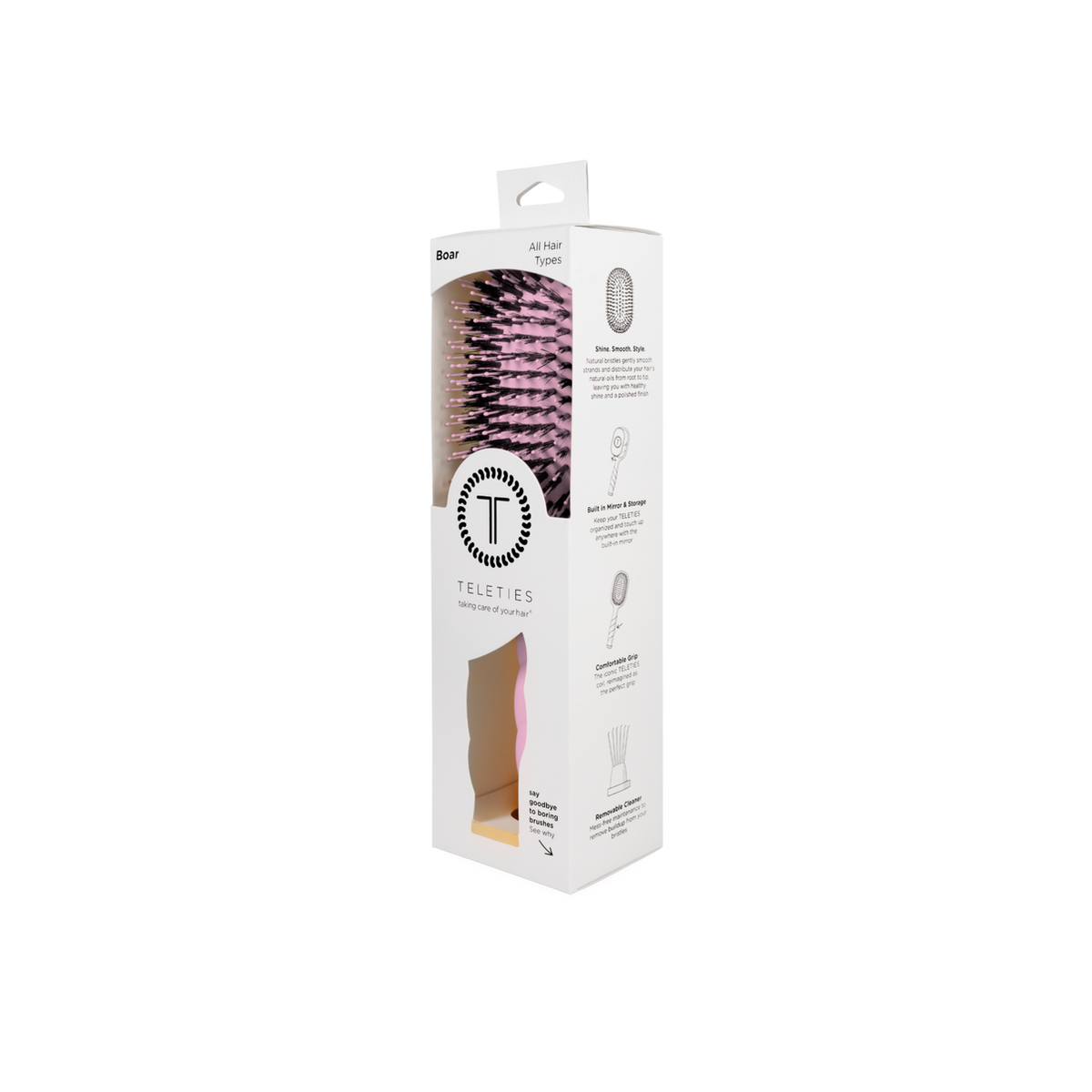 Bubblegum Pink Boar Bristle Hair Brush