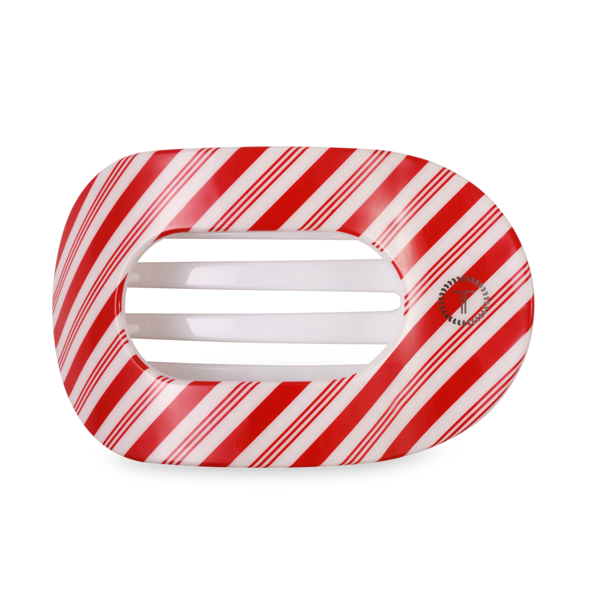 Candy Cane Crush Large Flat Round Hair Clip