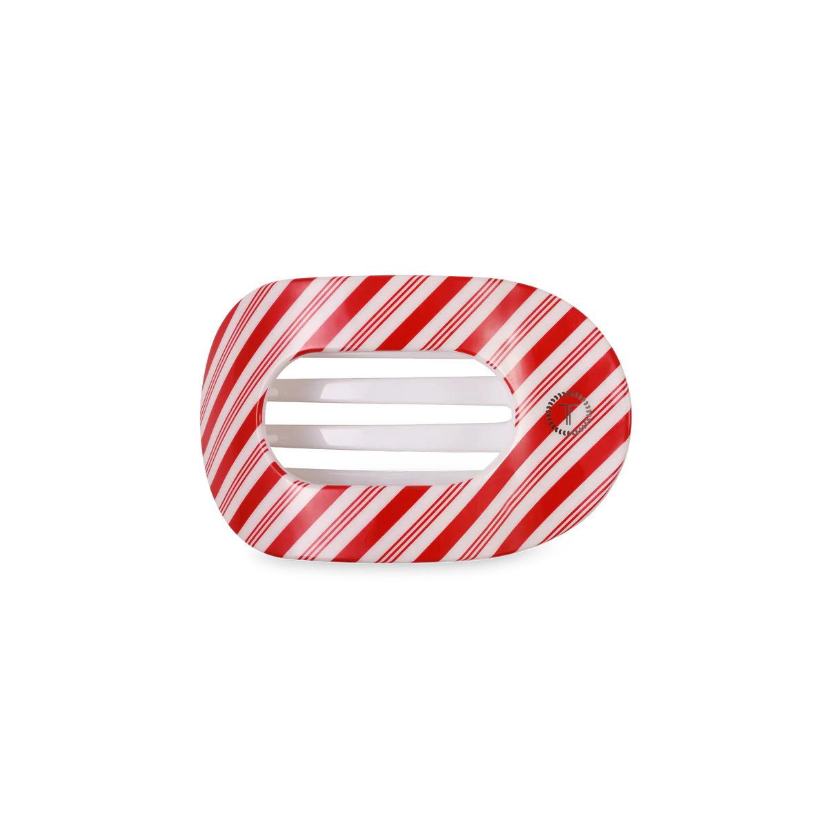 Candy Cane Crush Small  Flat Round Hair Clip