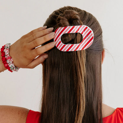 Candy Cane Crush Medium Flat Round Hair Clip