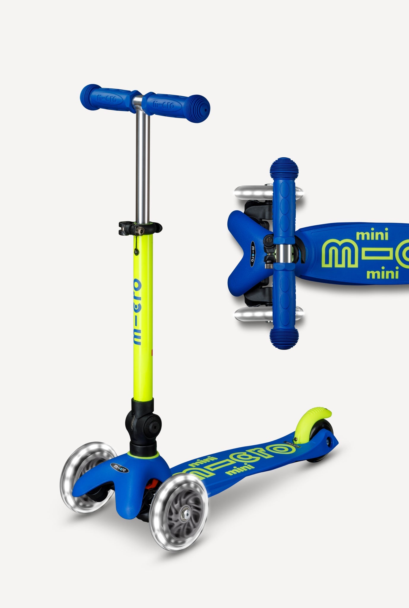 Blue/Yellow Mini Deluxe Foldable LED Scooter