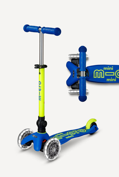 Blue/Yellow Mini Deluxe Foldable LED Scooter