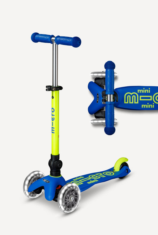 Blue/Yellow Mini Deluxe Foldable LED Scooter