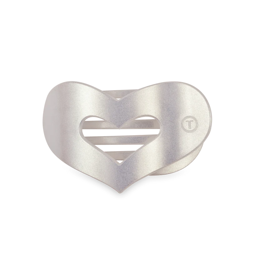 Pearl White Heart Flat Clip