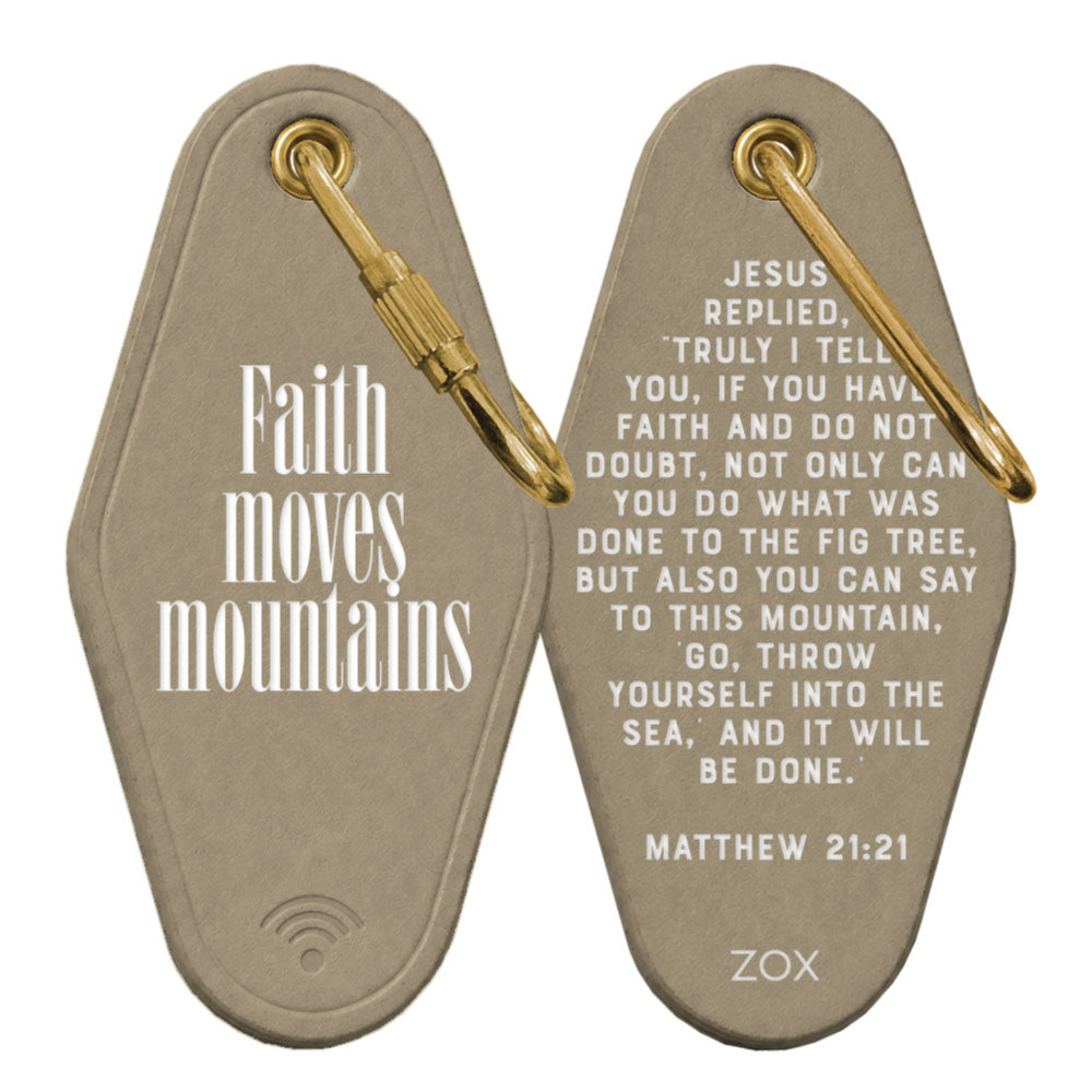 Faith Moves Mountains Bible Verse Keychain