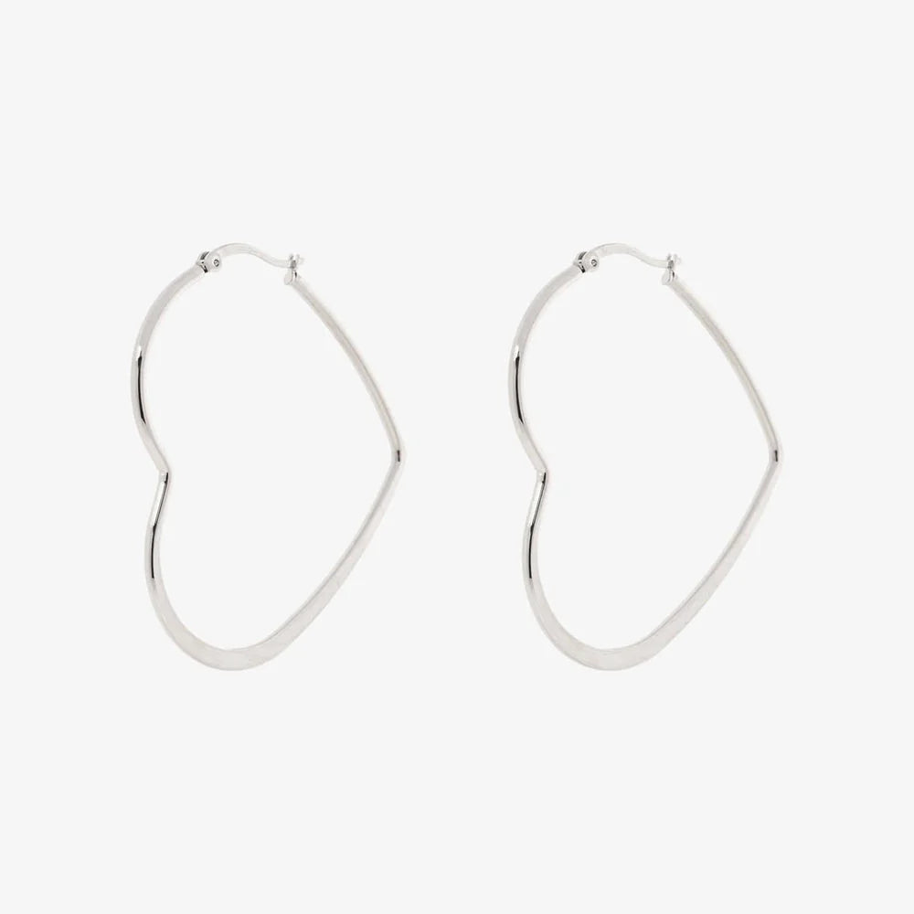 Heart Hoop Earrings Silver