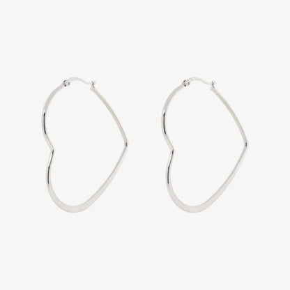 Heart Hoop Earrings Silver