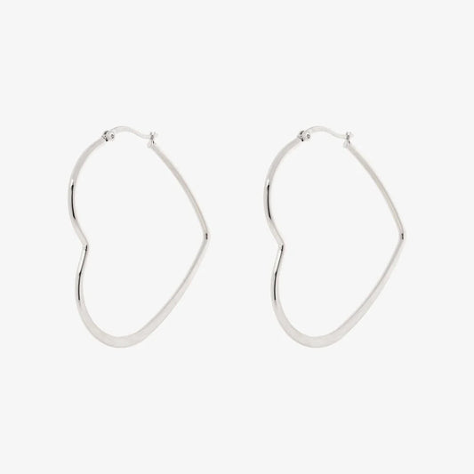 Heart Hoop Earrings Silver