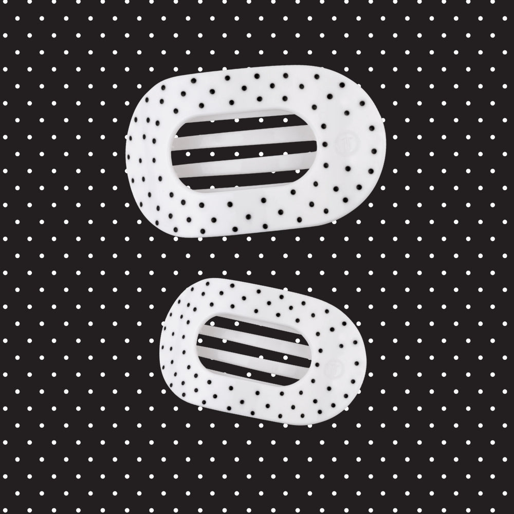 White Polka Dot Party Large Flat Round Hair Clip