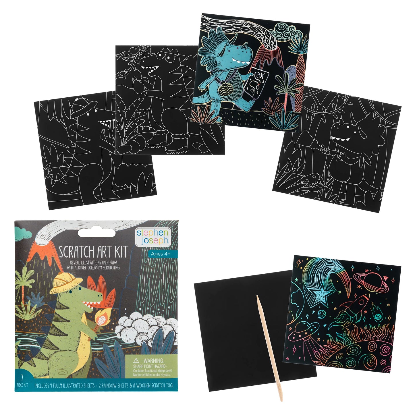 Dino Scratch Art Kit
