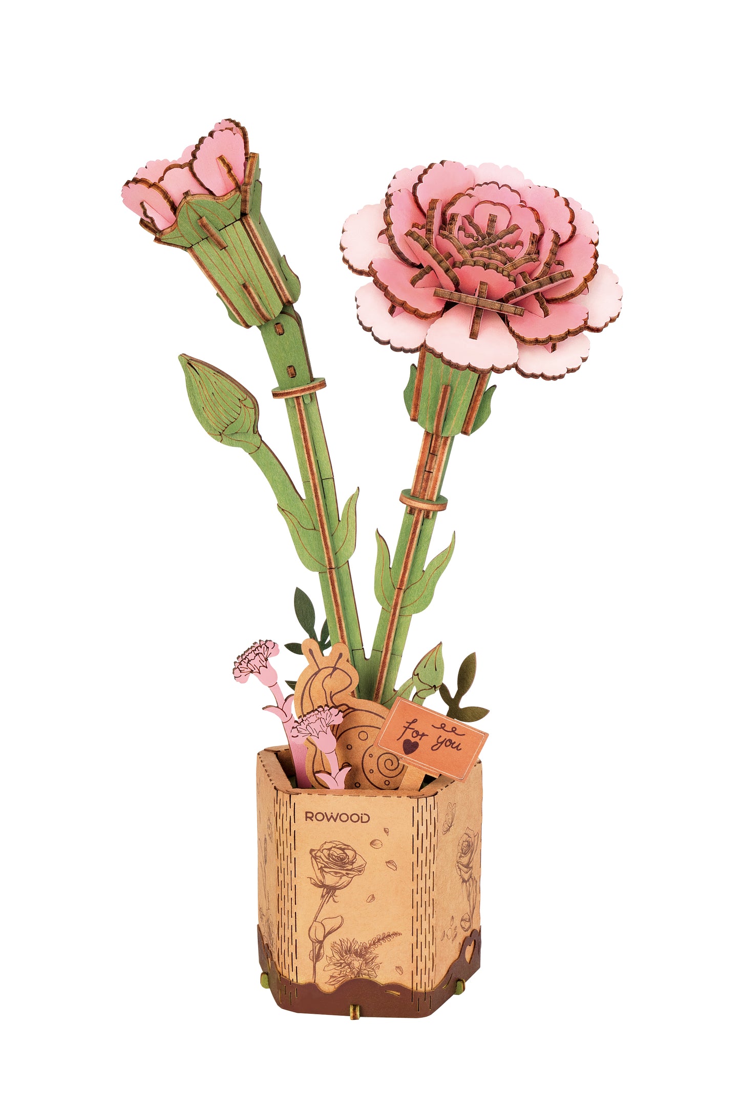 Pink Carnation Wood 3D