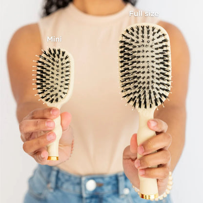 Tan Mini Boar Bristle Hair Brush