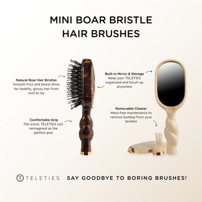 Tortoise Mini Boar Bristle Hair Brush