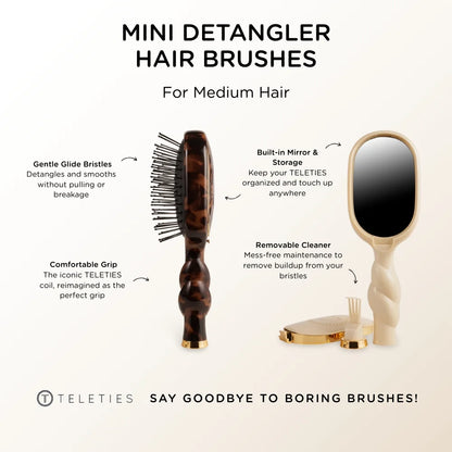 Tortoise Mini Detangler Hair Brush for Medium Hair