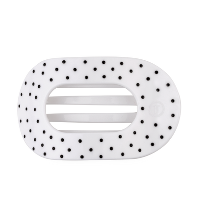 White Polka Dot Party Large Flat Round Hair Clip