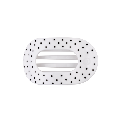 White Polka Dot Party Medium Flat Round Hair Clip