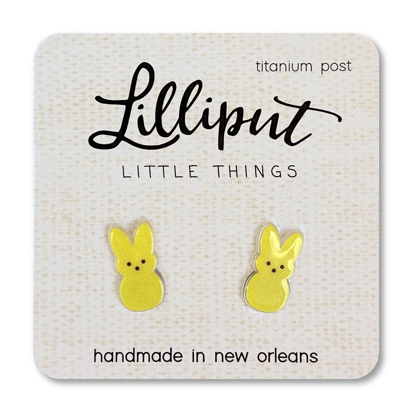 Marshmallow Bunny Yellow Earrings