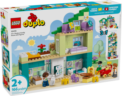 3 In 1 Modern Family House With Figures