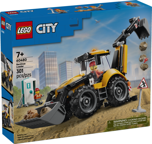 Yellow Backhoe Loader